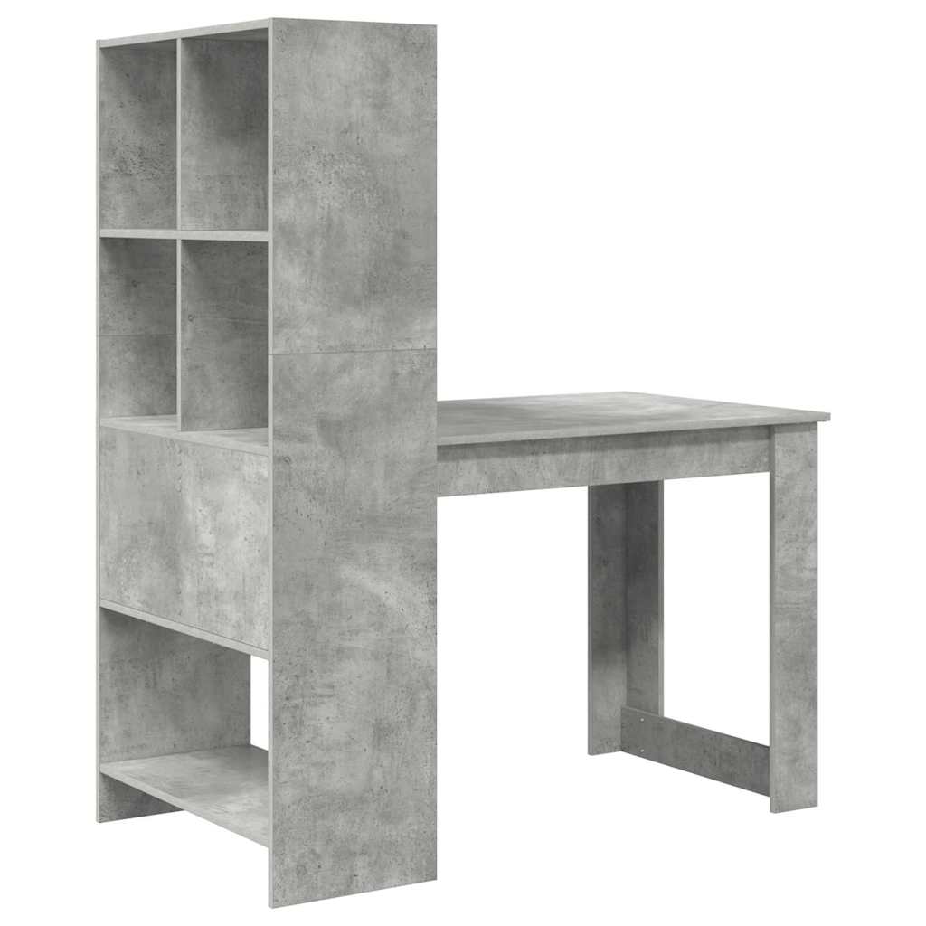vidaXL Desk with Shelf Concrete Grey 122 x 67 x 145 cm Engineered Wood