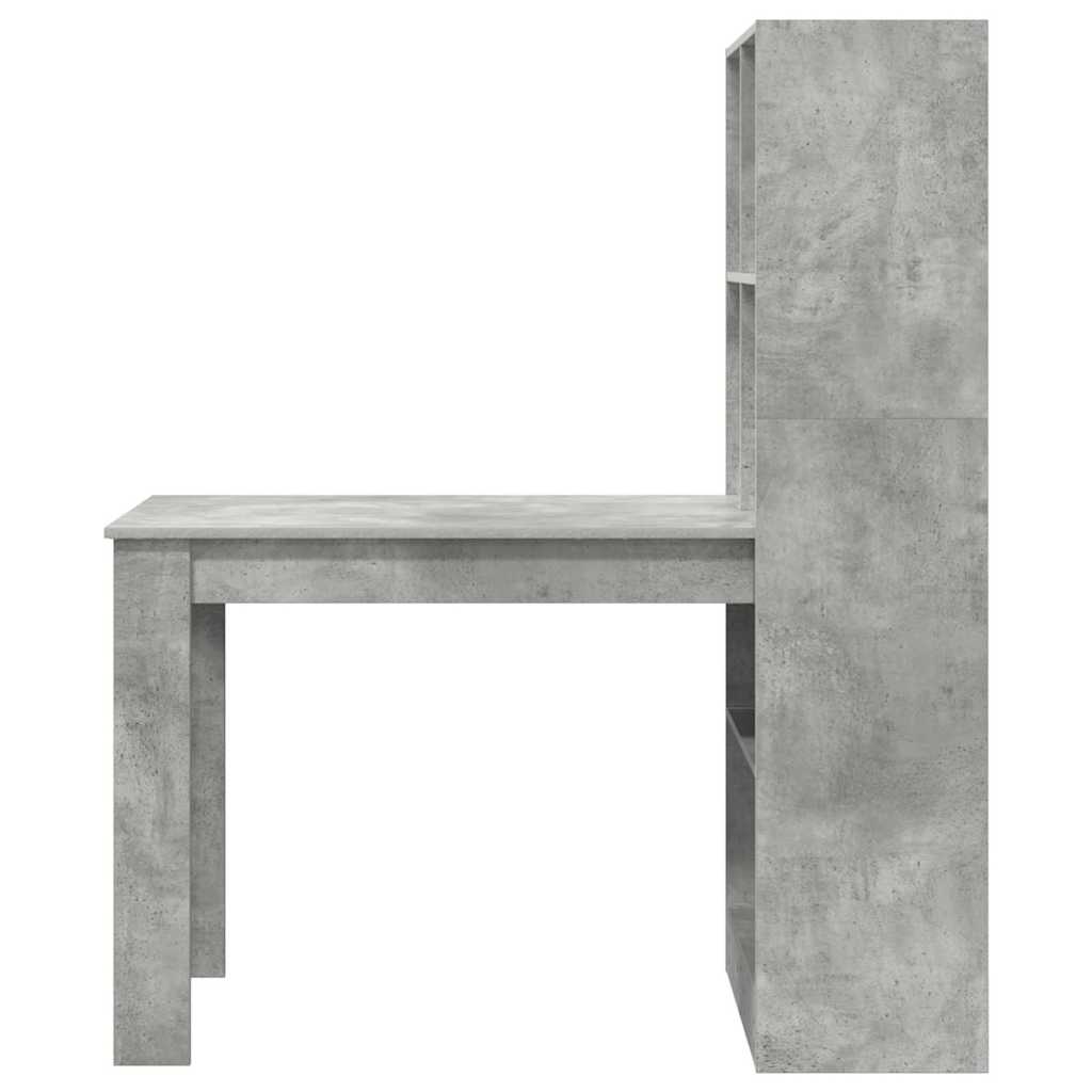 vidaXL Desk with Shelf Concrete Grey 122 x 67 x 145 cm Engineered Wood