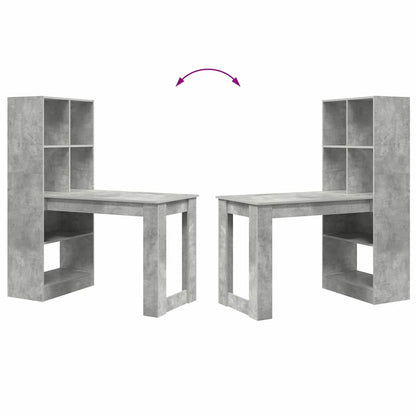 vidaXL Desk with Shelf Concrete Grey 122 x 67 x 145 cm Engineered Wood