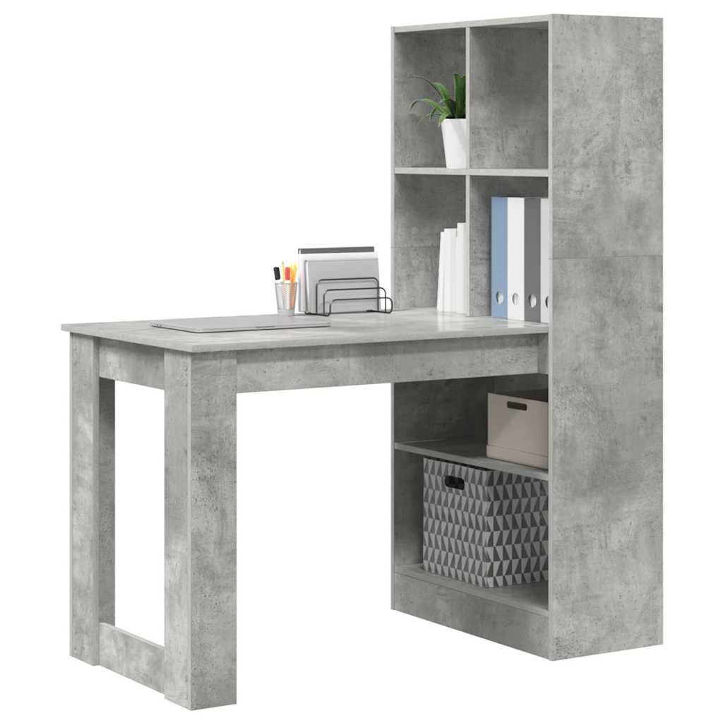 vidaXL Desk Concrete Grey Engineered Wood 122 x 67 x 145 cm