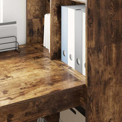 vidaXL Desk with Shelf Smoked Oak 122 x 67 x 145 cm Engineered Wood