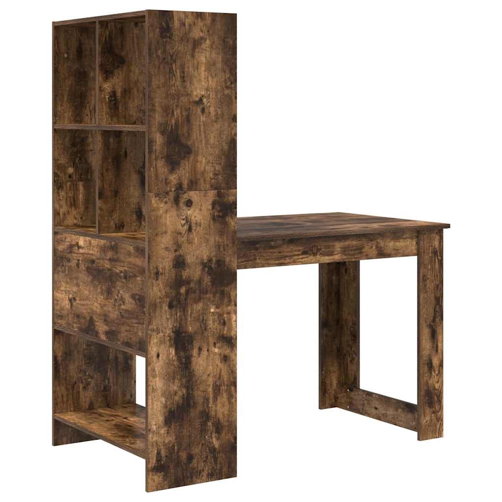 vidaXL Desk Smoked Oak Engineered Wood 122 x 67 x 145 cm