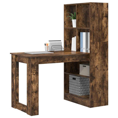 vidaXL Desk Smoked Oak Engineered Wood 122 x 67 x 145 cm