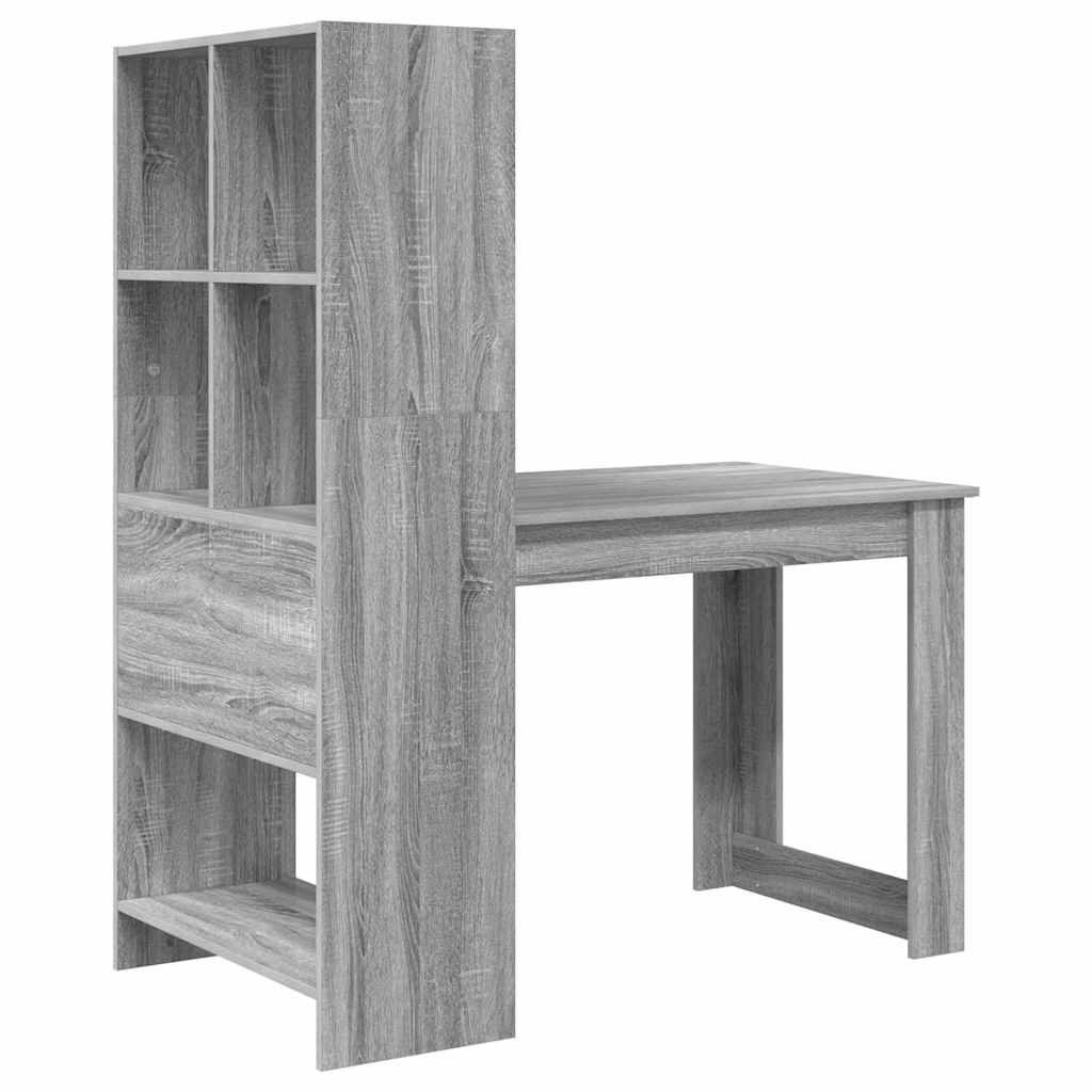 vidaXL Desk Grey Sonoma Engineered Wood 122 x 67 x 145 cm