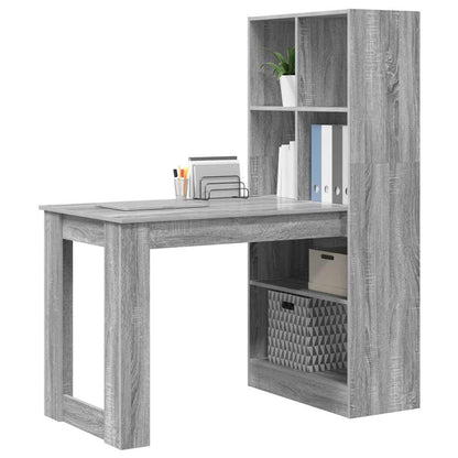vidaXL Desk Grey Sonoma Engineered Wood 122 x 67 x 145 cm