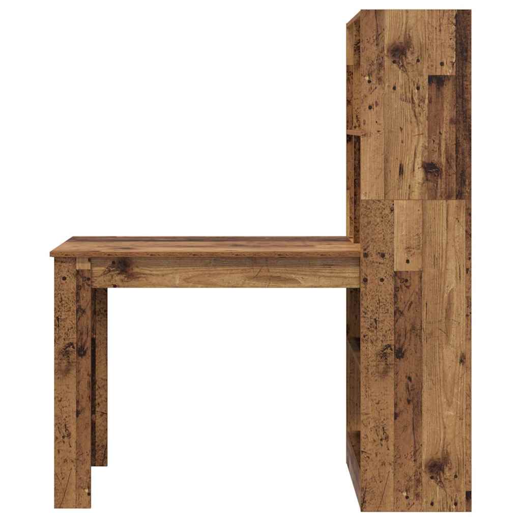 vidaXL Desk with Shelf Old Wood 122 x 67 x 145 cm Engineered Wood