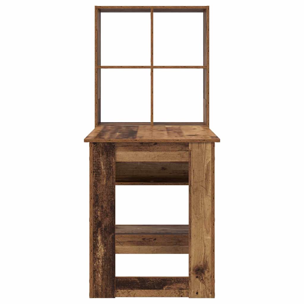 vidaXL Desk with Shelf Old Wood 122 x 67 x 145 cm Engineered Wood