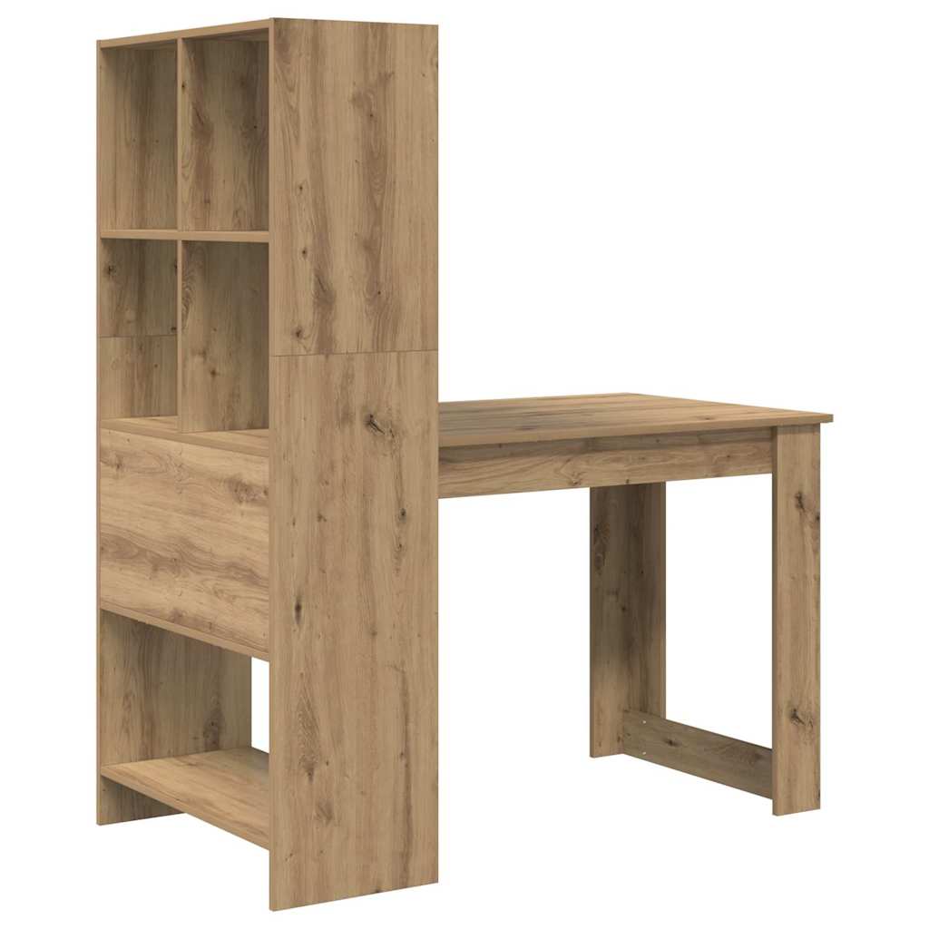 vidaXL Desk with Shelf Artisan Oak 122 x 67 x 145 cm Engineered Wood