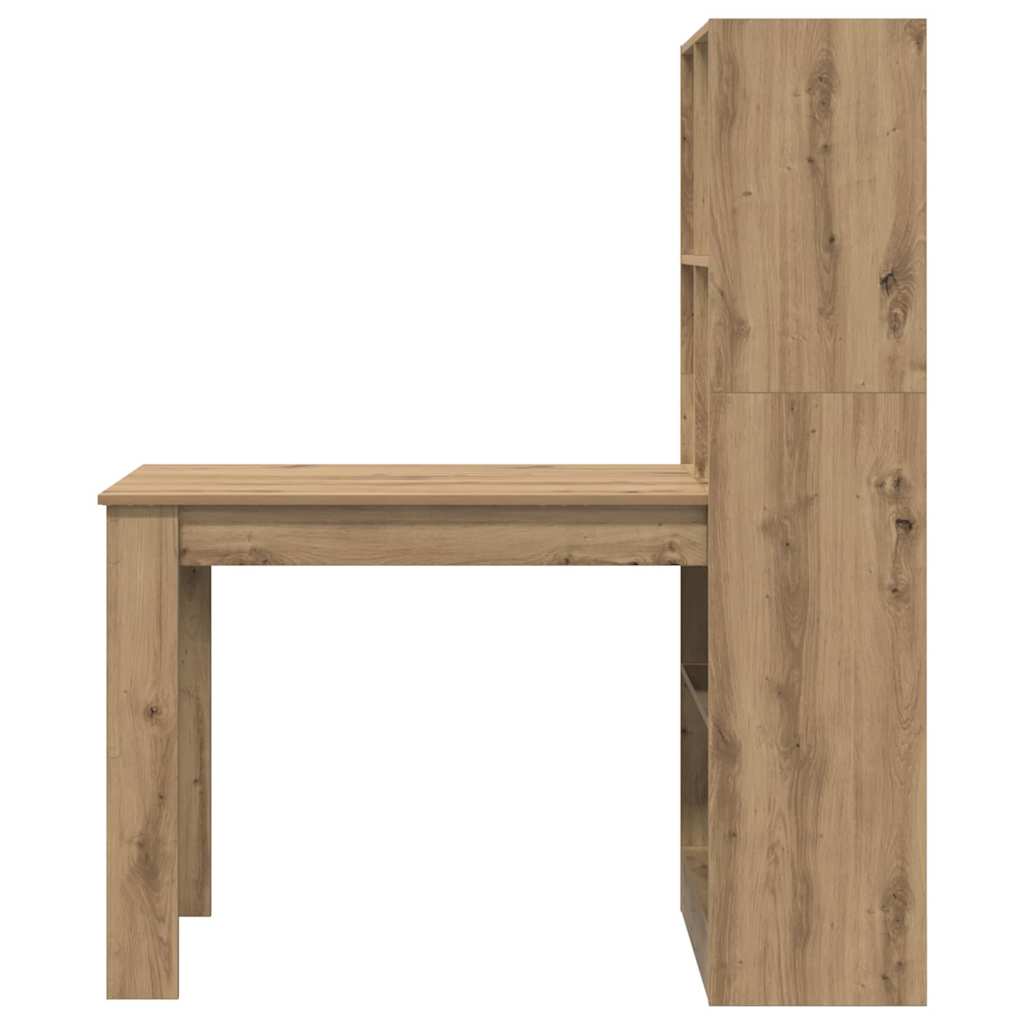 vidaXL Desk with Shelf Artisan Oak 122 x 67 x 145 cm Engineered Wood