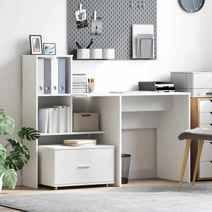 vidaXL Desk White Engineered Wood 131.5 x 50 x 106.5 cm