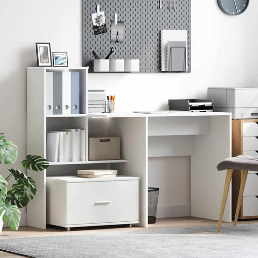 vidaXL Desk White Engineered Wood 131.5 x 50 x 106.5 cm
