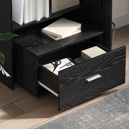 vidaXL Desk with Shelf Black Oak 131.5 x 50 x 106.5 cm Engineered Wood