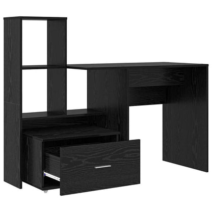 vidaXL Desk with Shelf Black Oak 131.5 x 50 x 106.5 cm Engineered Wood