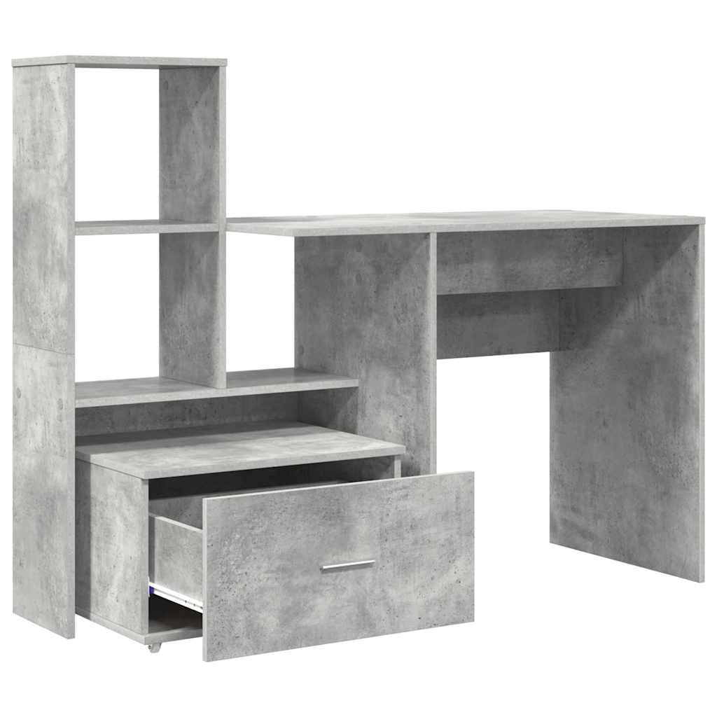 vidaXL Desk Concrete Grey 131.5 x 50 x 106.5 cm Engineered Wood