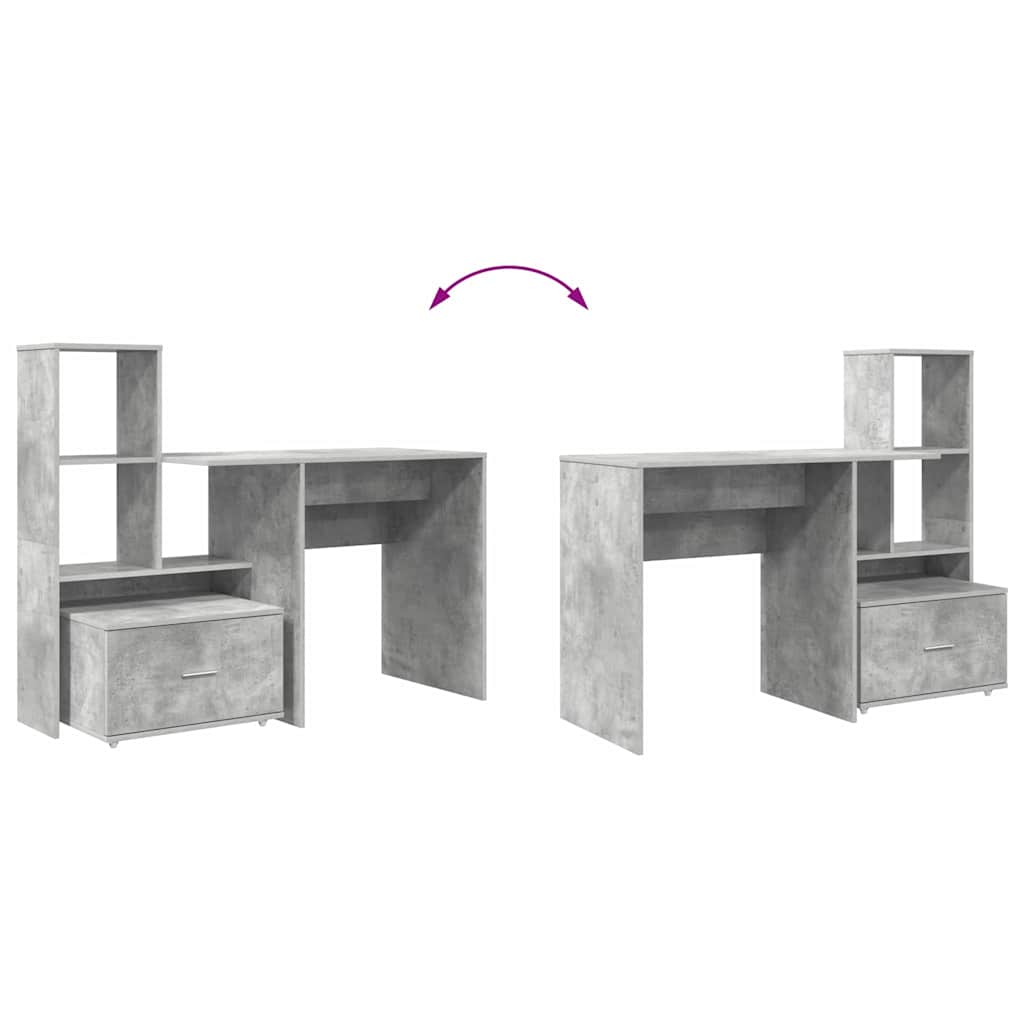 vidaXL Desk Concrete Grey 131.5 x 50 x 106.5 cm Engineered Wood