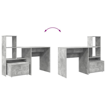 vidaXL Desk Concrete Grey 131.5 x 50 x 106.5 cm Engineered Wood