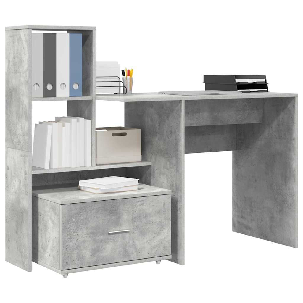 vidaXL Desk Concrete Grey 131.5 x 50 x 106.5 cm Engineered Wood