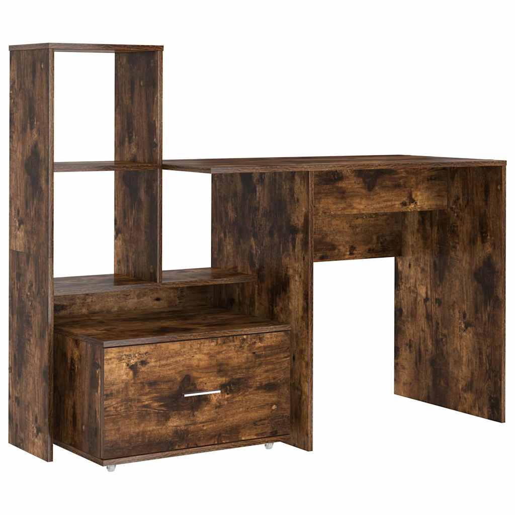 vidaXL Desk Smoked Oak 131.5 x 50 x 106.5 cm Engineered Wood