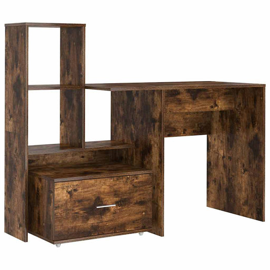 vidaXL Desk Smoked Oak 131.5 x 50 x 106.5 cm Engineered Wood