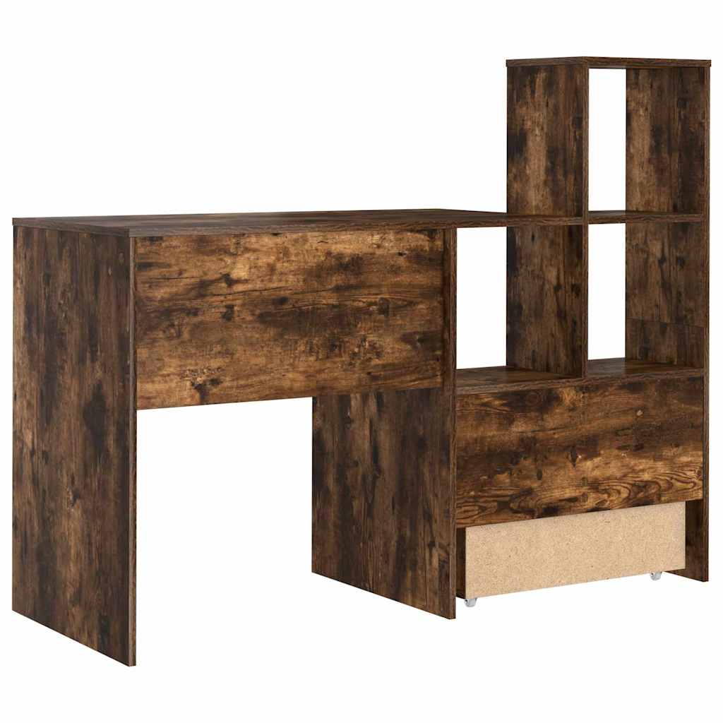 vidaXL Desk Smoked Oak 131.5 x 50 x 106.5 cm Engineered Wood