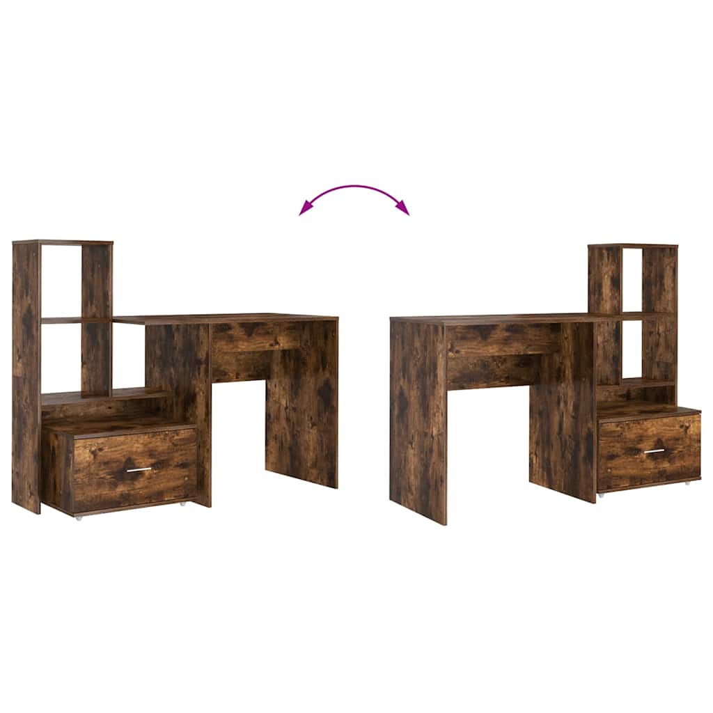 vidaXL Desk Smoked Oak 131.5 x 50 x 106.5 cm Engineered Wood