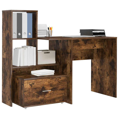 vidaXL Desk Smoked Oak 131.5 x 50 x 106.5 cm Engineered Wood