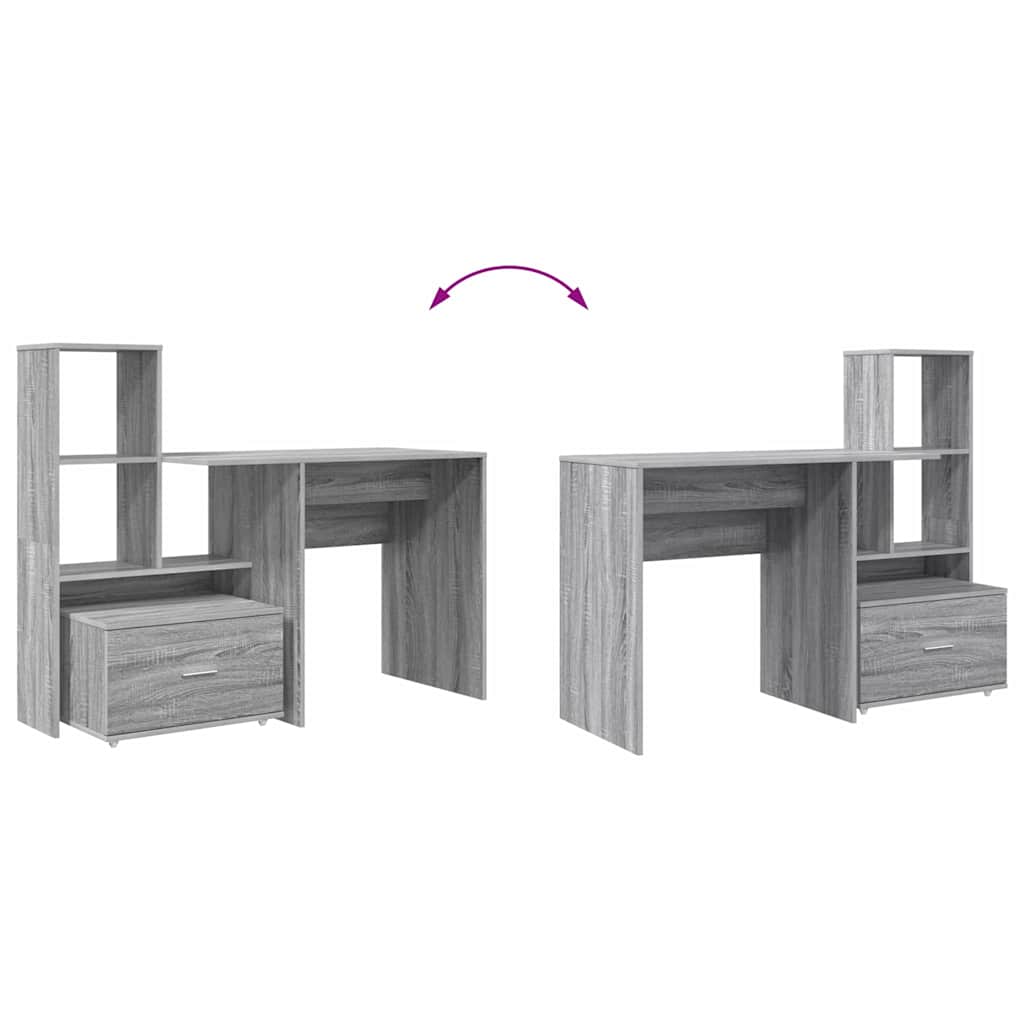 vidaXL Desk Grey Sonoma 131.5 x 50 x 106.5 cm Engineered Wood