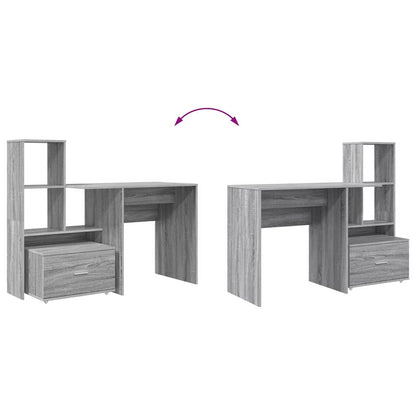 vidaXL Desk Grey Sonoma 131.5 x 50 x 106.5 cm Engineered Wood