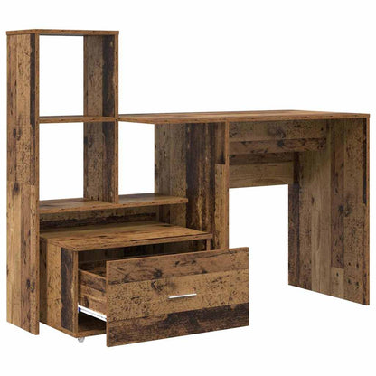 vidaXL Desk with Drawer Old Wood 131.5 x 50 x 106.5 cm Engineered Wood
