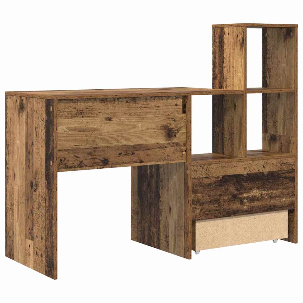 vidaXL Desk with Drawer Old Wood 131.5 x 50 x 106.5 cm Engineered Wood