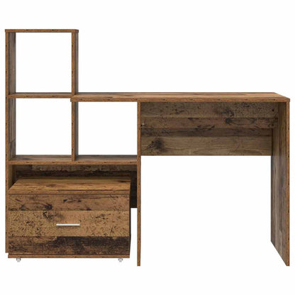 vidaXL Desk with Drawer Old Wood 131.5 x 50 x 106.5 cm Engineered Wood