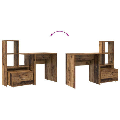 vidaXL Desk with Drawer Old Wood 131.5 x 50 x 106.5 cm Engineered Wood