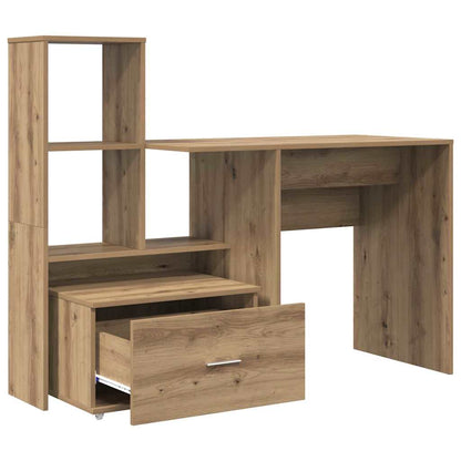 vidaXL Desk Artisan Oak 131.5 x 50 x 106.5 cm Engineered Wood