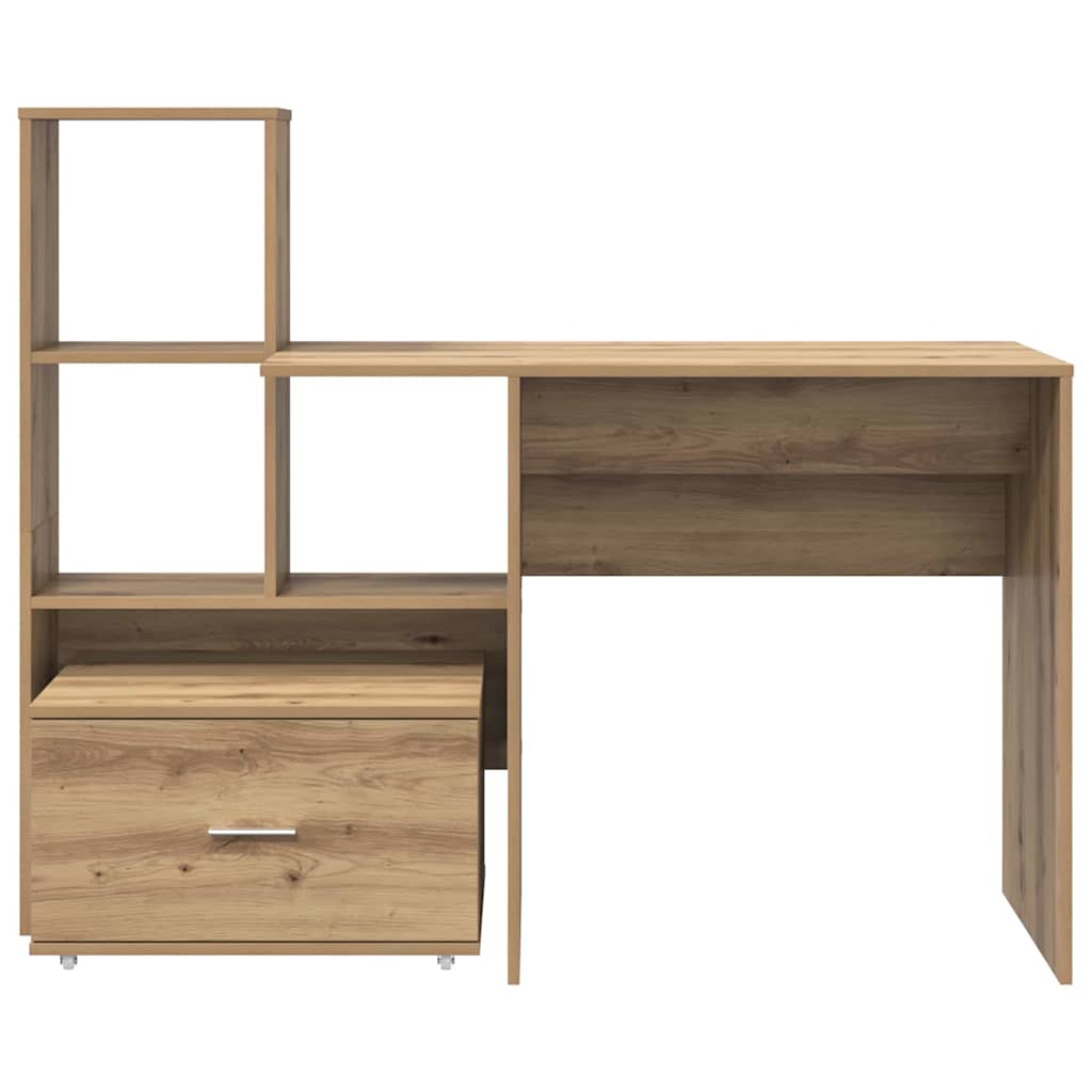 vidaXL Desk Artisan Oak 131.5 x 50 x 106.5 cm Engineered Wood