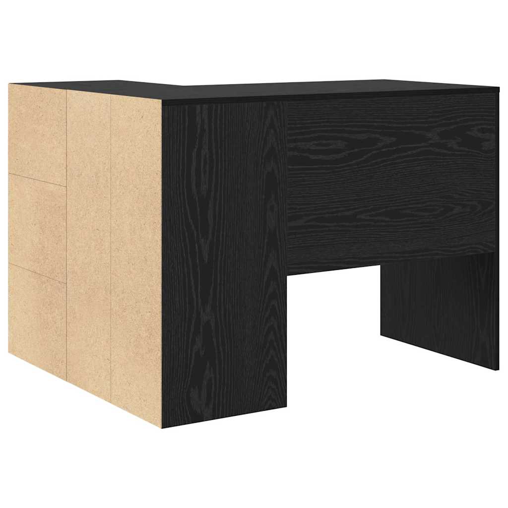 vidaXL Corner Desk with Drawer Black Oak 102 x 88 x 75 cm