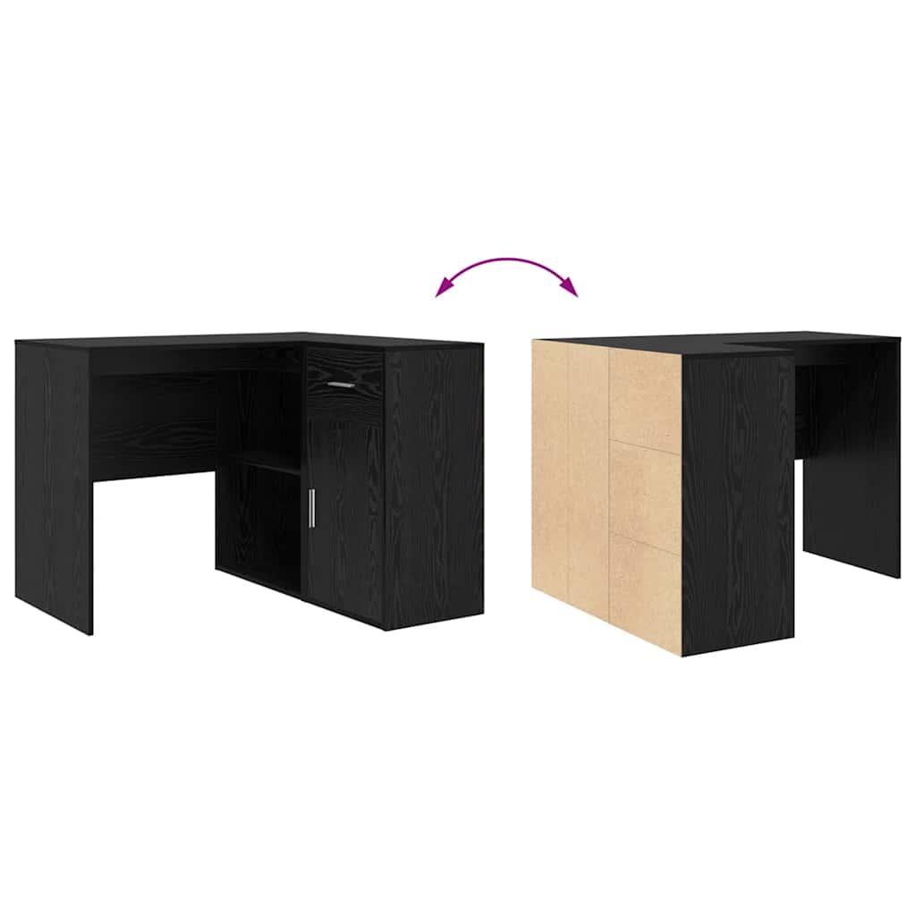 vidaXL Corner Desk with Drawer Black Oak 102 x 88 x 75 cm