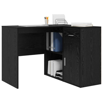 vidaXL Corner Desk with Drawer Black Oak 102 x 88 x 75 cm