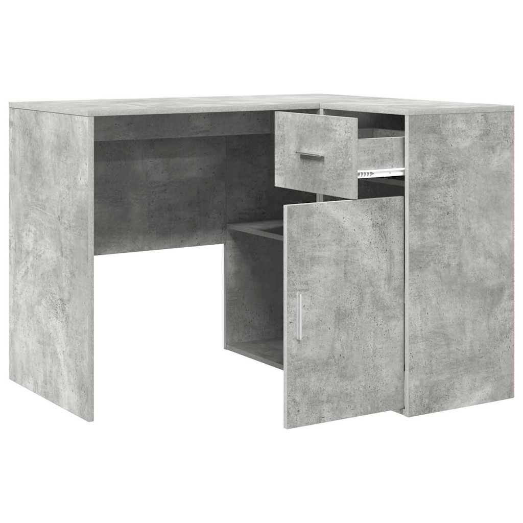 vidaXL Corner Desk with Drawer Concrete Grey 102 x 88 x 75 cm