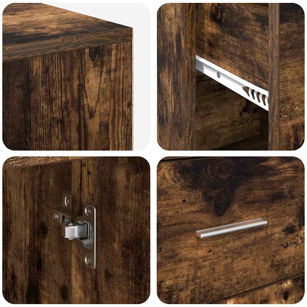 vidaXL Corner Desk with Drawer Smoked Oak 102 x 88 x 75 cm
