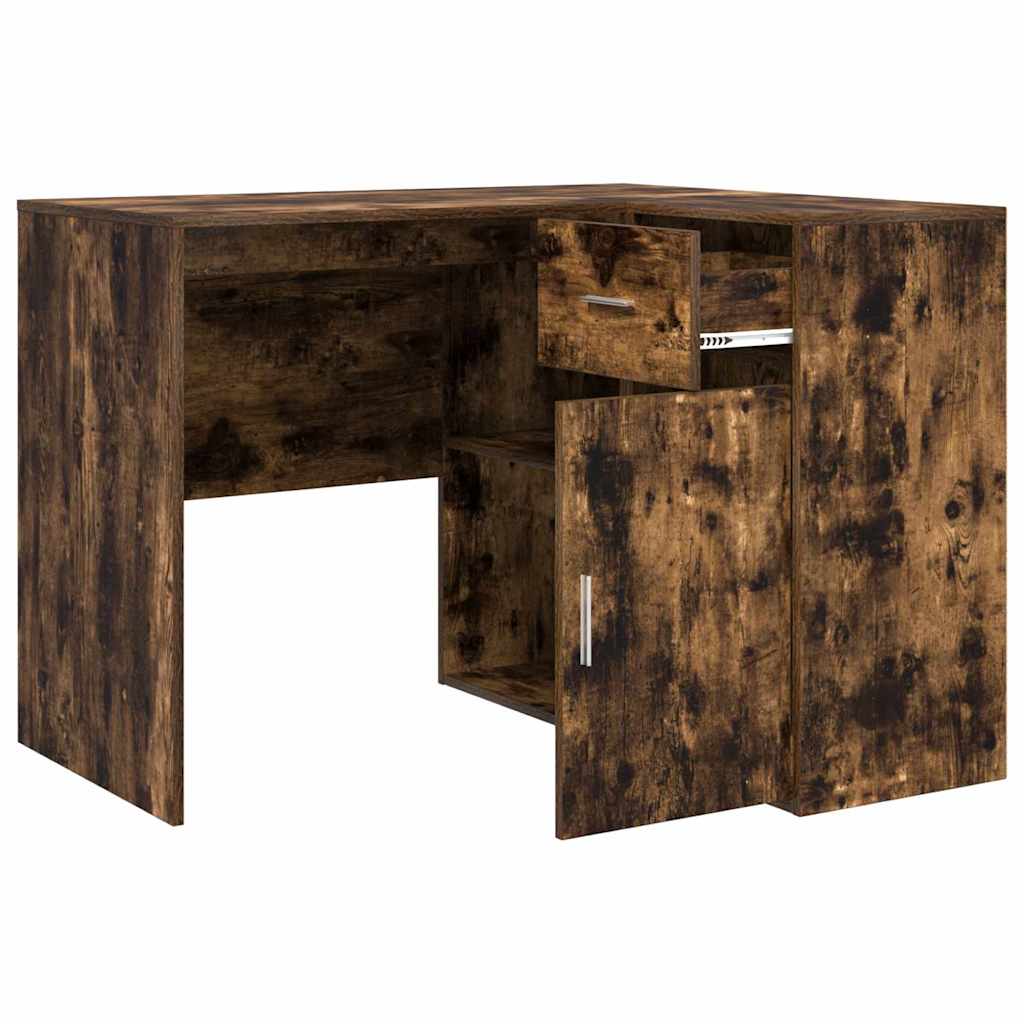 vidaXL Corner Desk with Drawer Smoked Oak 102 x 88 x 75 cm