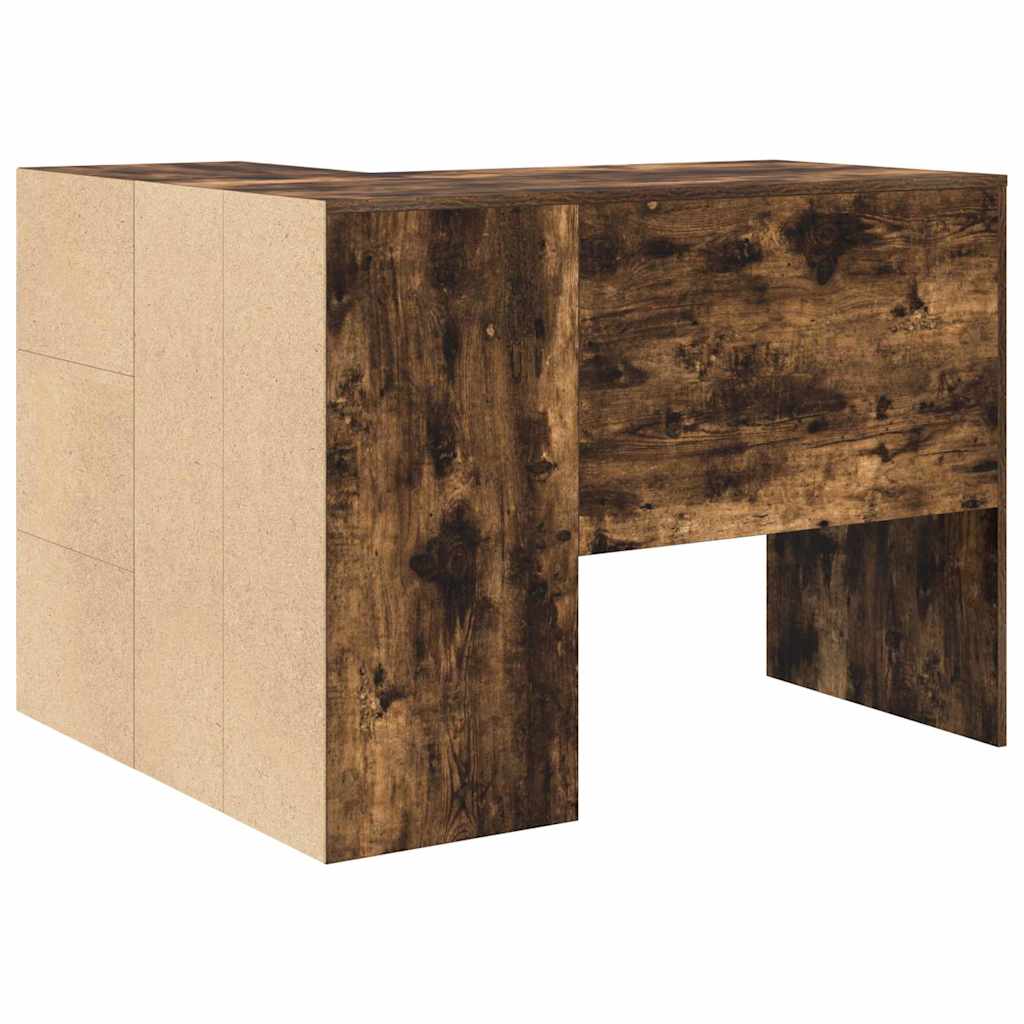 vidaXL Corner Desk with Drawer Smoked Oak 102 x 88 x 75 cm