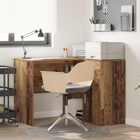 vidaXL Corner Desk with Drawer Old Wood 102 x 88 x 75 cm