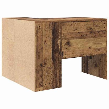 vidaXL Corner Desk with Drawer Old Wood 102 x 88 x 75 cm