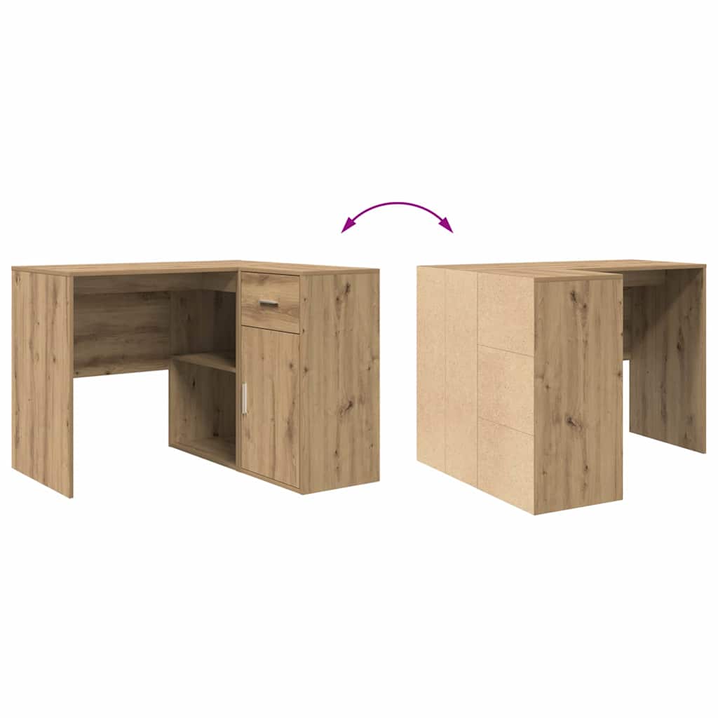 vidaXL Corner Desk with Drawer Artisan Oak 102 x 88 x 75 cm