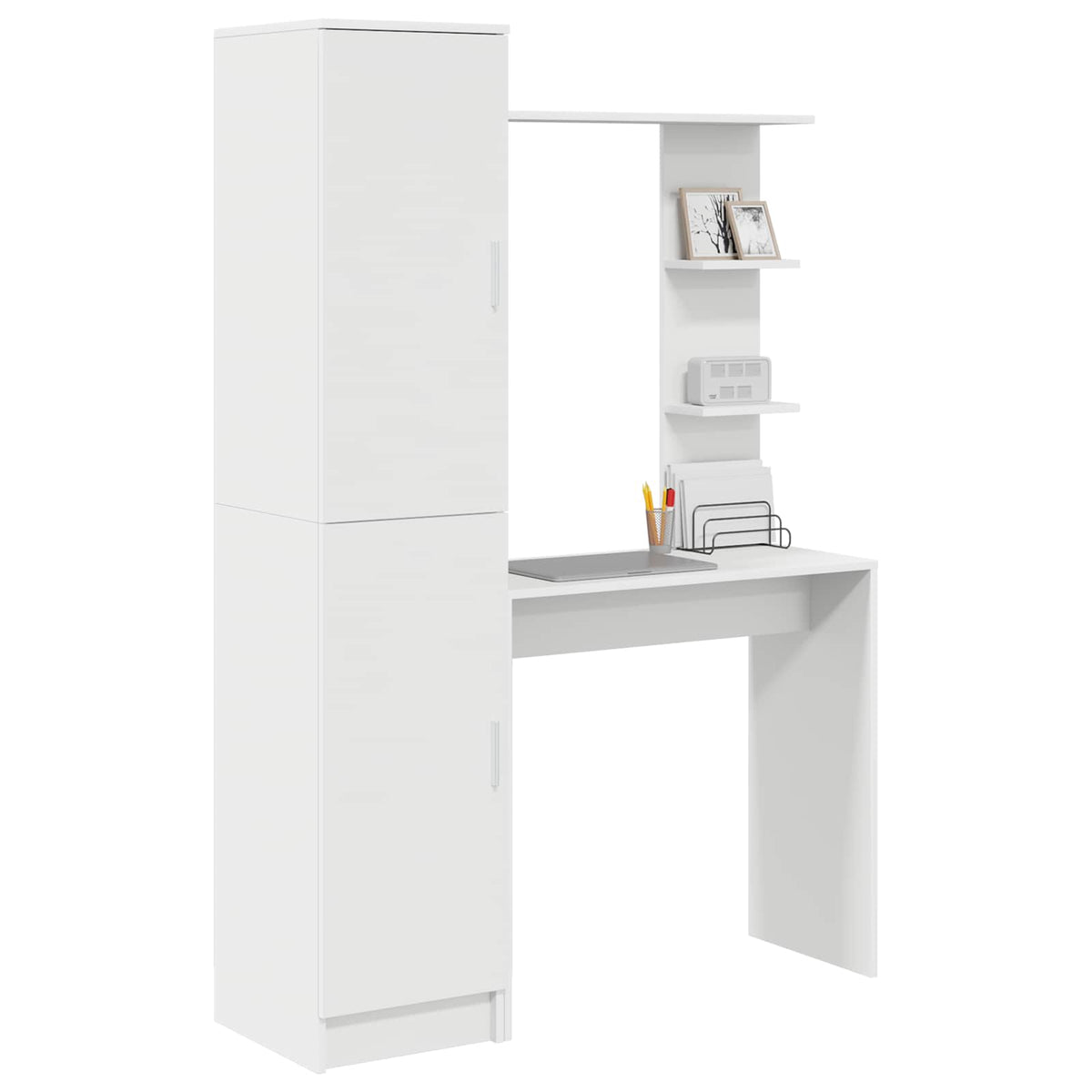 vidaXL Desk with Shelf with Storage with Door 2 pcs White