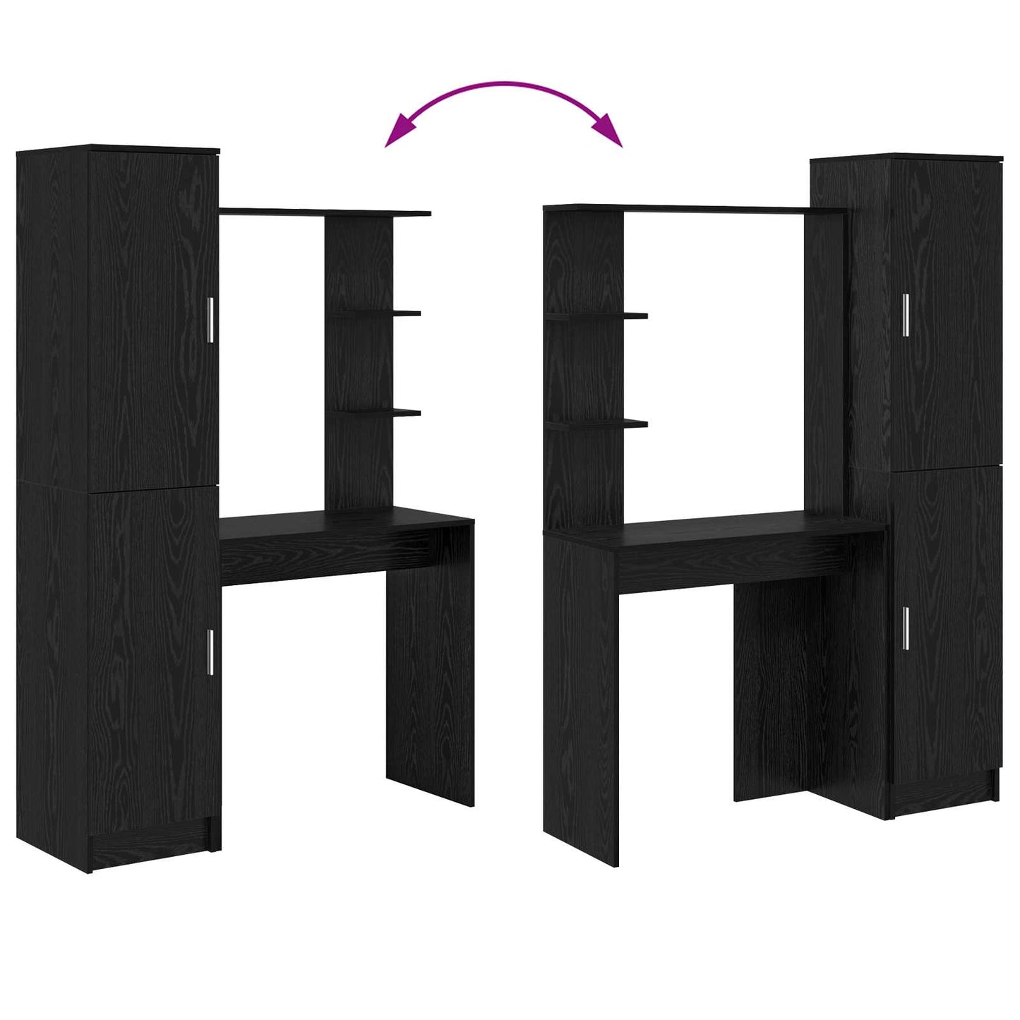 vidaXL Desk 2 pcs Black Oak
