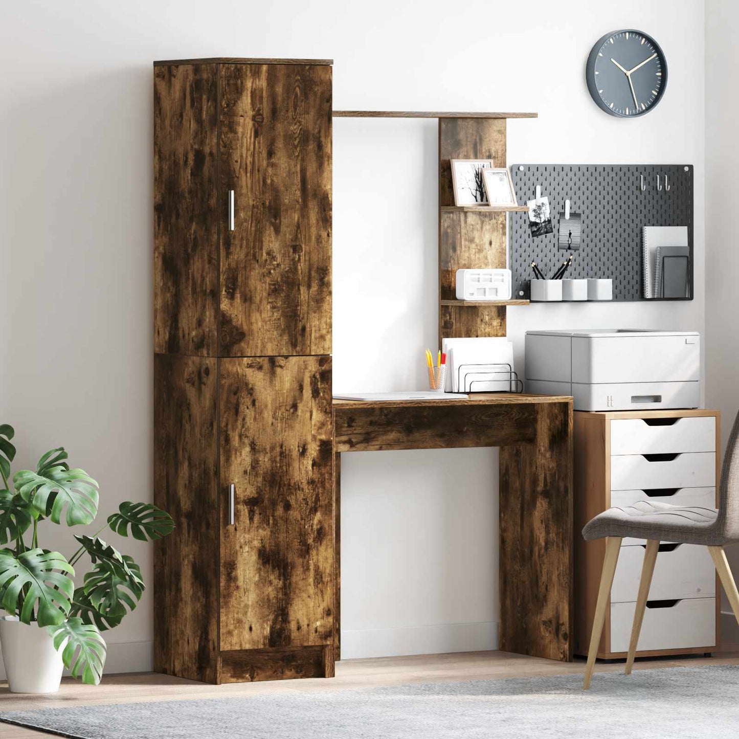 vidaXL Desk 2 pcs Smoked Oak