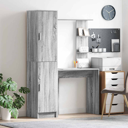 vidaXL Desk 2 pcs Grey Sonoma