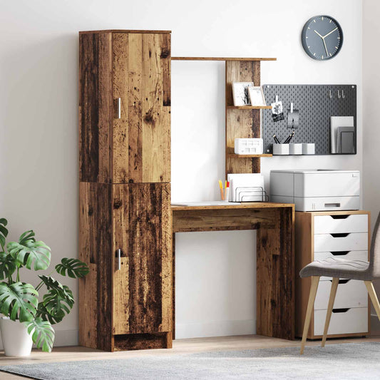 vidaXL Desk 2 pcs Old Wood