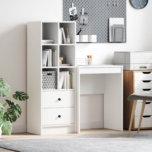 vidaXL Desk with Drawer with Shelf with Storage 2 pcs White
